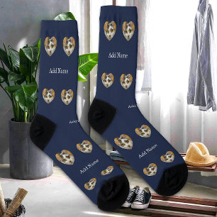 Calcetines Nombre personalizado Foto de perro de gato moderna