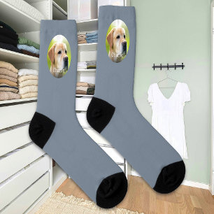 Calcetines Nombre personalizado Fotografía de perro de gato M