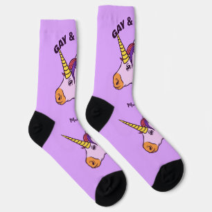 Calcetines Nombre personalizado Gay Unicorn