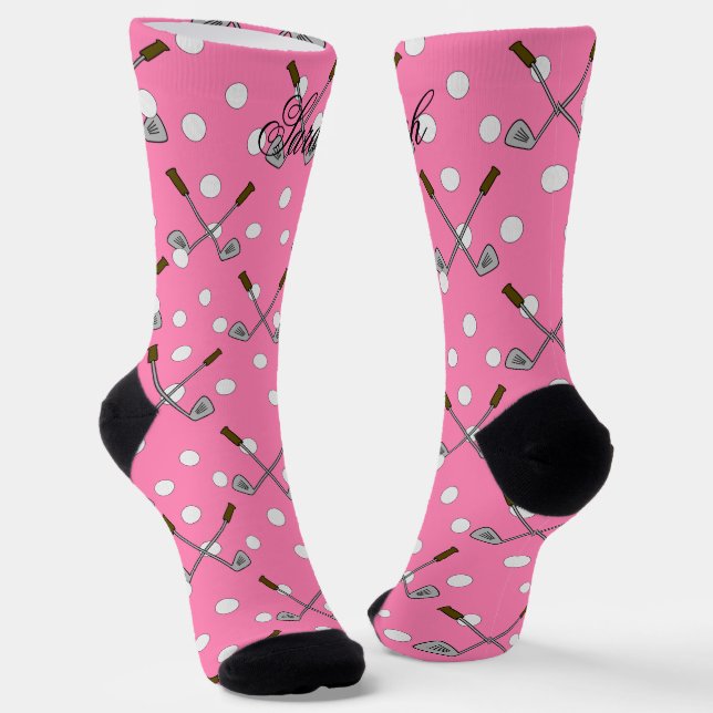 Calcetines Nombre personalizado Golf rosa (Angular)