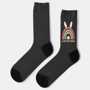 Calcetines Nombre personalizado Huevo arcoiris conejillo orej