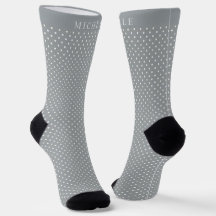 Nombre personalizado Luminoso Gris Gris Polka Dot