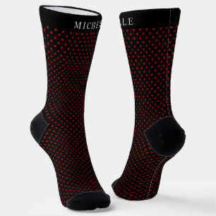 Calcetines Nombre Personalizado Luz Rojo Oscuro Con Punto De