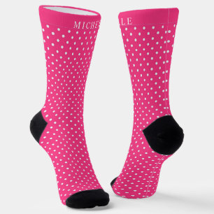 Calcetines Nombre personalizado Magenta caliente Punto de Pol
