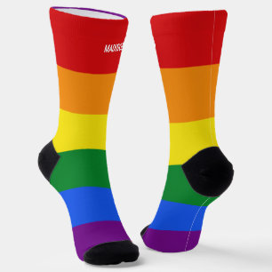 Calcetines Nombre personalizado Orgullo arcoiris