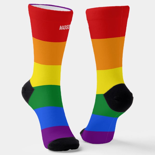 Calcetines Nombre personalizado Orgullo arcoiris (Angular)