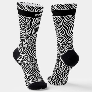 Calcetines Nombre personalizado patrón cebra
