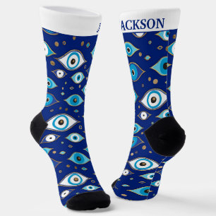 Calcetines Nombre personalizado - Patrón de protección de ojo