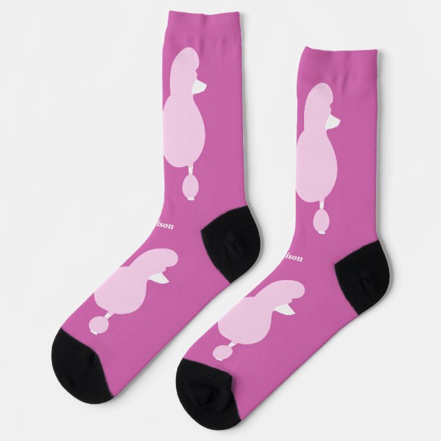 Calcetines Nombre personalizado Pink Poodle (Izquierda)