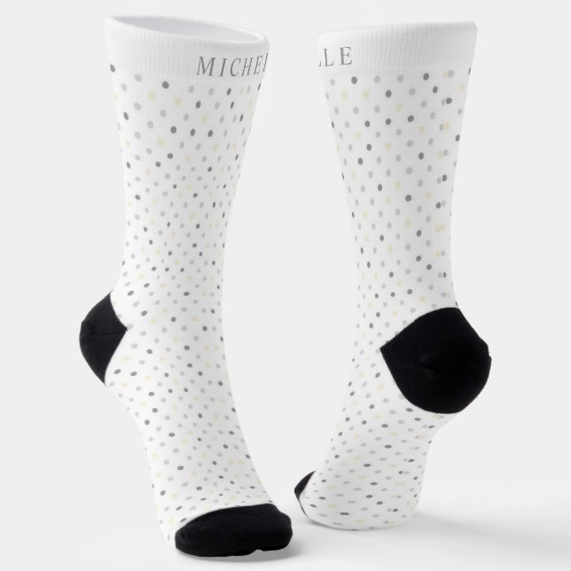 Calcetines Nombre personalizado Punto de polka gris oscuro de (Angular)