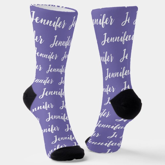 Calcetines Nombre Personalizado Púrpura Fun Pattern Mujeres (Angular)