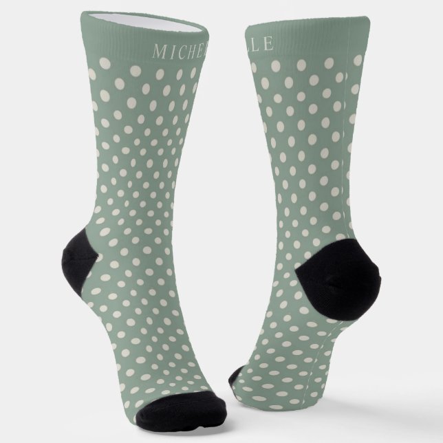 Calcetines Nombre personalizado Sabor claro Polo blanco verde (Angular)