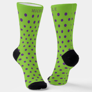 Calcetines Nombre personalizado Sage Green Purple Blue Crew S