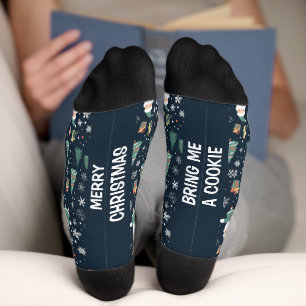 Calcetines Nombre personalizado y Navidades de texto Santa