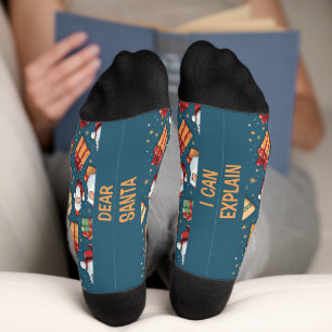 Calcetines Nombre personalizado y Navidades de texto Santa