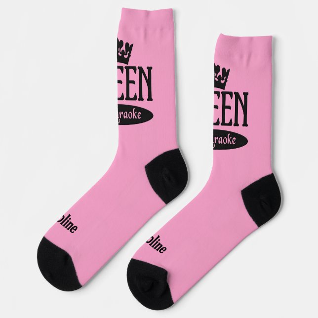 Calcetines Nombre personalizado y Reina de color de karaoke (Izquierda)