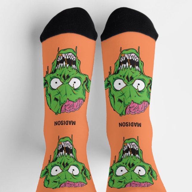 Calcetines Nombre personalizado Zombie (Arriba)