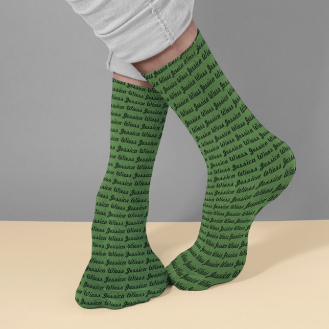 Calcetines Nombre verde personalizado (Subido por el creador)