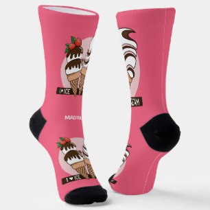 Calcetines Nombre y color personalizados de Ice Cream Lover