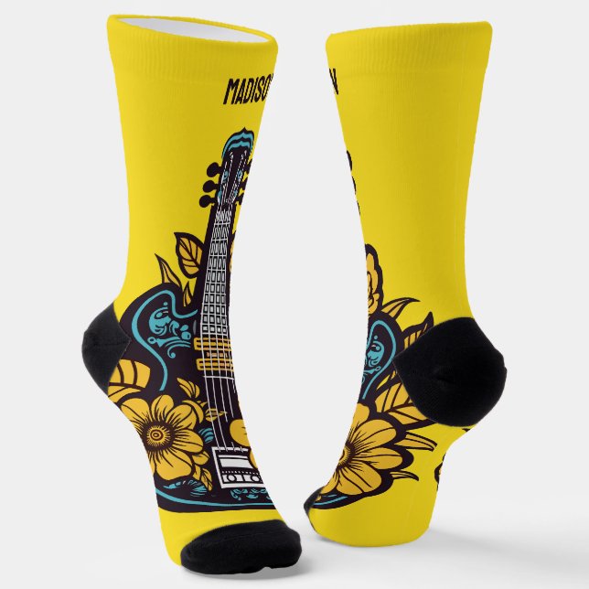 Calcetines Nombre y color personalizados Ukulele (Angular)