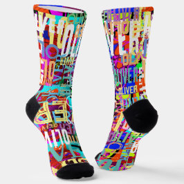 Calcetines Nombres coloridos Tipografía del patrón de arte re