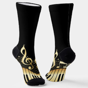Calcetines Notas de Gold y Black Music