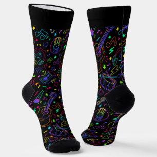 Calcetines Notas de guitarra y música