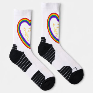 Calcetines Notas musicales en el arcoiris, Socks de tripulaci