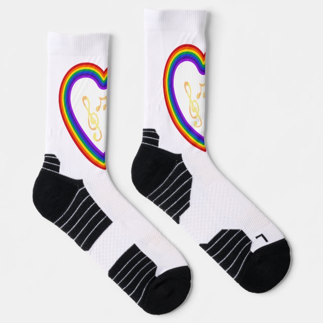 Calcetines Notas musicales en el arcoiris, Socks de tripulaci (Derecha)