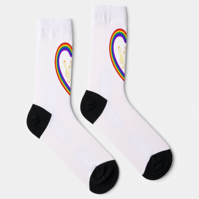 Calcetines Notas musicales en el arcoiris, Socks de tripulaci (Derecha)