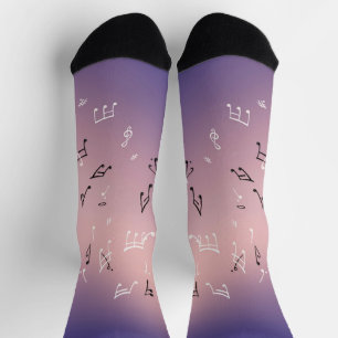 Calcetines Notas musicales Púrpura rosa