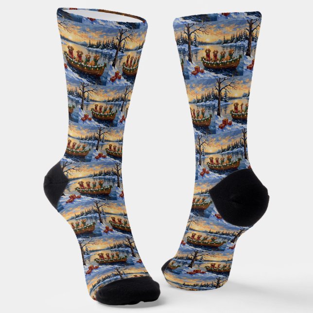 Calcetines Nova Scotia Duck Tolling Retriever Navidad Barco  (Angular)