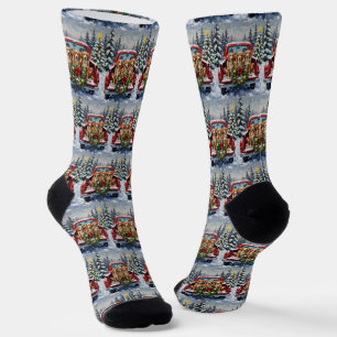 Calcetines Nova Scotia Duck Tolling Retriever Navidad Rojo