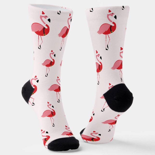 Calcetines Novedad divertida Flamingo Santa Animal (Angular)