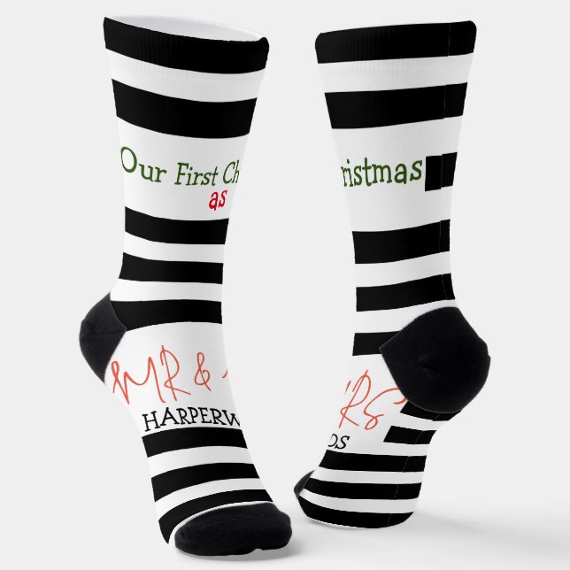 Calcetines Nuestra primera Navidad, Sr. y Sra. /Pareja recién (Angular)