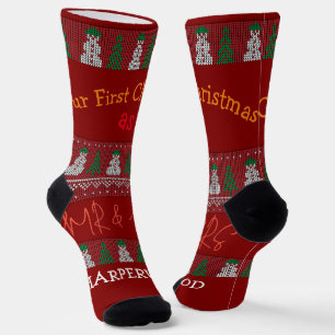 Calcetines Nuestra primera Navidad Sr. y Sra. / Pareja recién