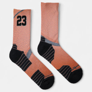 Calcetines Número de jugador del equipo de baloncesto naranja