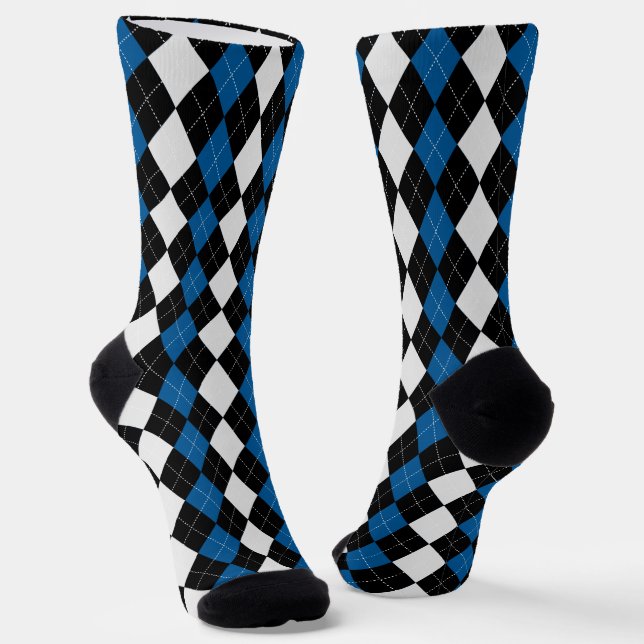 Calcetines OCEAN BLUE & BLACK Argyle Pattern Socks (Angular)