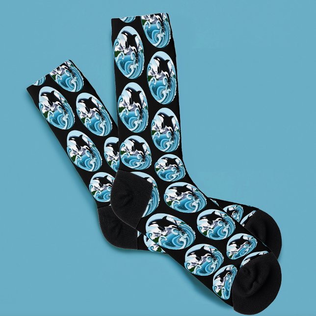 Calcetines Océano azul de ballena asesina de orca (Subido por el creador)