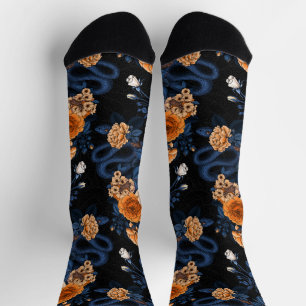 Calcetines Oculto en las rosas, naranja y azul