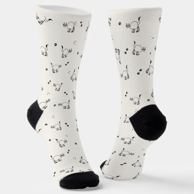 Calcetines Off-white Cat Line Art Pattern Socks (Angular)