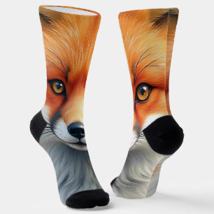 Calcetines Ojos llamativos de un astuto zorro rojo  