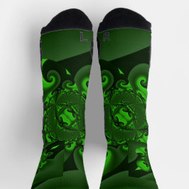 Calcetines Ola Verde Oscura Y Espiral Lime