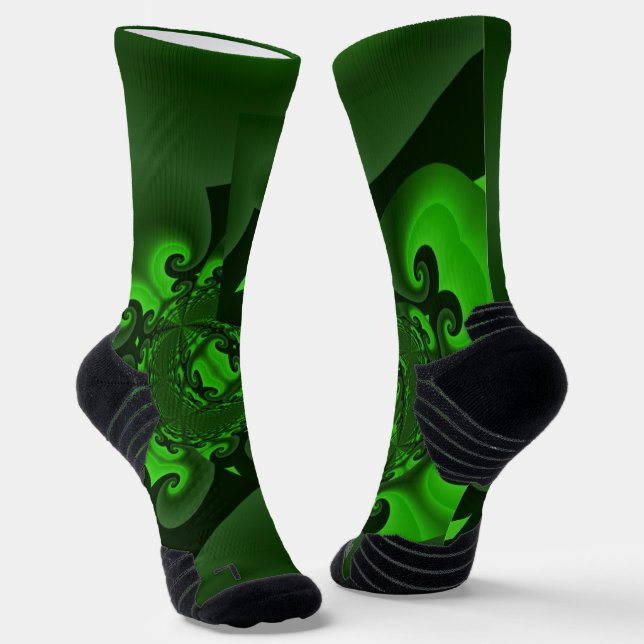 Calcetines Ola Verde Oscura Y Espiral Lime (Angular)