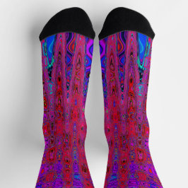 Calcetines Olas atómicas retro-púrpura rojas y trippy