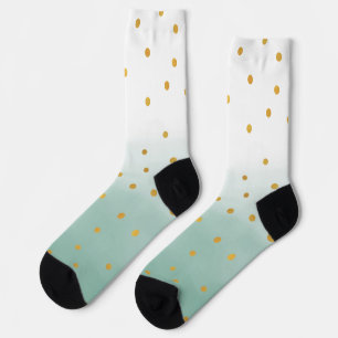 Calcetines Ombre Acuarela Confeti Dorado Menta