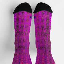Calcetines Ondas abstractas de boomerang retro magenta