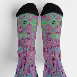 Calcetines Ondas Atómicas Abstractas Groovy de Color Rosa y V