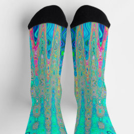 Calcetines Ondas Atómicas Arcoíris Retro Abstractas Divertida