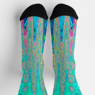 Calcetines Ondas Atómicas Arcoíris Retro Abstractas Divertida